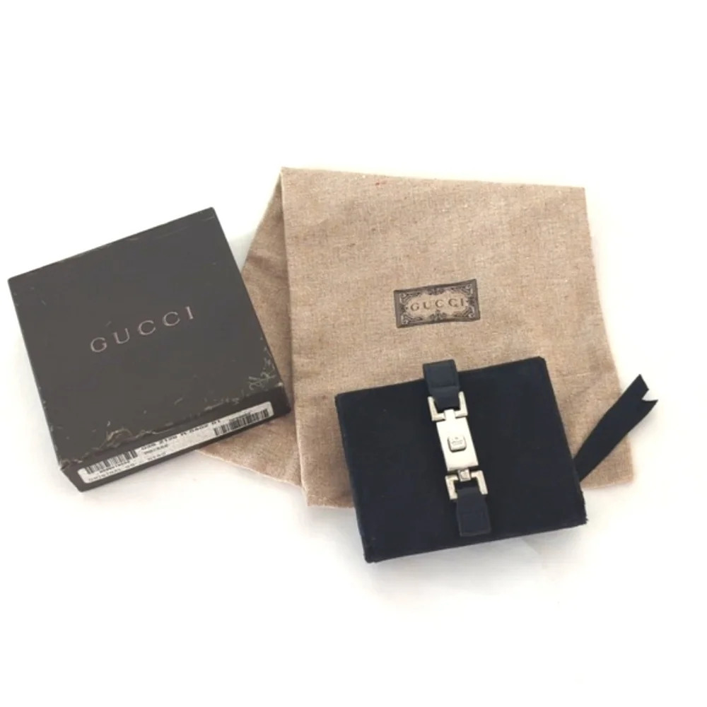 Gucci monogram logo silver lock wallet